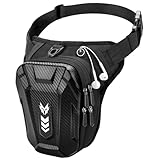 Rolgno Beintasche Motorrad, Bauchtasche Gürteltasche Herren Damen, [Erweiterter Stauraum] Oberschenkeltasche, Reflektierende Streifen & Verstellbarer Beinriemen für Radfahren Wandern