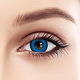 BEAUYWL Farbige Kontaktlinsen ohne Stärke, rot blau grün grau Farblinsen für Karneval Fasching Motto Party Anime Halloween Cosplay Vampir, 12 Monatslinsen 1 Paar (blau)