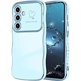CaseLover Handyhülle für Samsung Galaxy S25 5G Hülle, Liebesherz Handyhülle Wellen Lockige Form Galvanisierte Silikon Bumper Case Kameraschutz Stoßfeste Schutzhülle für Samsung S25 5G, Blau
