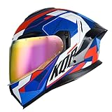 Klapphelm mit Sonnenblende,Motorrad Helm Integralhelm,Motorradhelm Klappbar Modular Helm mit Doppelvisier,Winddicht Regenfest Leicht für Damen Herren F,2XL(63-64cm)