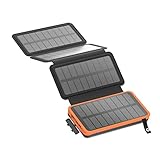 Solar Ladegerät Power Bank 26800mAh - BRENCIL Solar Powerbank 3A Schnelles Aufladen 3 Ausgängen mit 4 Faltbaren Solar-Panels Tragbares Ladegerät für Handys, Tablets und Camping