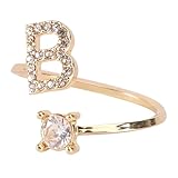 minkissy 1 Stück geteilter Buchstabenring freundschaftsringe damenringe hochzeitsgeschenk eheringe Ewigkeitsring Gold Ringe für Frauen Kreativer Ring modische Fingerdekoration Legierung