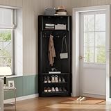 Sweiko Schrank-Set 53 x 53 x 180 cm mit 2 Aufbewahrungsfächern, 1 Aufbewahrungsschrank und 4 schwarzen Haken, modern und minimalistisch, geeignet für Hallen und Eingangsbereiche.