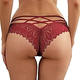 2025 Höschen für Damen, gehäkelt, Schnürung, Höschen, Unterwäsche, Übergröße, Umstandsunterwäsche über dem Bauch, wein, M