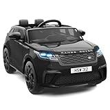 ZoomBuggy Land Rover Lizenziertes Mit 2,4 GHz, Fernbedienung, 12V Kinder Elektroauto 2 Motoren, Sanftstart, Musik, USB, LED-Scheinwerfer & Hupe, Elektrofahrzeug Für Kinder Ab 3 Jahren, schwarz