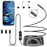 Vexloria Endoskopkamera mit Licht, 1920P HD Dual Lens Endoskop, Ip68 Wasserdichte Kein WLAN Erforderlich Inspektionskamera mit 8 LED Licht, Endoskop-Kamera Handy für Android, iOS & Tablet, Halbstarrem
