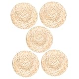 OUNONA 5 Stück Teiliges Handgefertigte Kleine Strohhüte zum Basteln Dekorative Mini Hüte aus Gewebtem Stroh für DIY Accessoires Puppenhaus Deko und Foto Requisiten