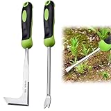 FENGQQKJ Jätwerkzeuge für den Garten Riss-Jäter Hand-Unkrautzieher Manuelles Unkrautjätgerät Edelstahl Garten-Jätwerkzeug Tragbares Garten-L-Förmiges Unkrautjätgerät für Gartenpflanzen 2 Stück
