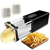 Kommerzieller Gemüse-Obst-Zerkleinerer, elektrischer Pommes-Frites-Schneider, multifunktionaler elektrischer Gemüseschneider mit 1/2 und 3/8 Zoll Edelstahlklingen für Kartoffeln, Karotten, Gurken