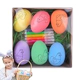 Ostereier zum Bemalen – Ostereier zum Bemalen | Kunst und Handwerk Eierfärbe-Malset, Ostereier handbemalte Eier für Kinder, 6 x bemalbare Eier für Mädchen und Jungen, Osterkorbfüller