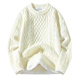 Pullover Herren Rundhals, Strickpullover Herren Langarm Basic Sweater Bequem Pulli Flexibel Sweatshirt Langarmshirt Weicher Freizeit Einfarbig Shirt Kleidung Arbeitspullover Regular
