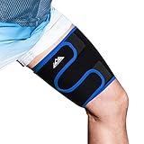 supregear Oberschenkelstütze, Verstellbare Oberschenkel-Kompressionsmanschette Neopren Kniesehne Quad Wrap Atmungsaktive Rutschfeste Obere Beinstütze Bein schlanker für Damen Herren, Blau