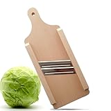 OSTENTO Krauthobel | Mandoline Gemüsehobel Holz - Kohlhobel Kohlreibe Kohlschneider Krautschneider Gemüseschneider Sauerkrauthobel Gurkenhobel Kartoffelhobel - Made in EU (2 Klingen)