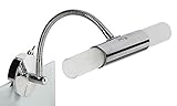 Trango Modern 2-flammig LED Spiegelleuchte 2162-028B *FLEXI* Spiegel Clip-Leuchte mit schwenkbar Flexarm in Chrom inkl. 2x G9 LED Leuchtmittel - 2x satiniertes Glas & ON/OFF Schalter – Spiegellampe