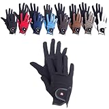RL24 - Reithandschuhe Kinder Professional Nubuk | Handschuhe zum Reiten | Reiterhandschuhe mit Magic-Lederimitat | robust, rutschfest & atmungsaktiv | Reitzubehör in Schwarz | 12 Jahre