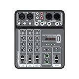 Audio Mixer Tragbares 4-Wege-Audiomischpult USB-Mischpult For Professelles Mischen Und Aufnehmen Von Audio