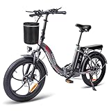 Fafrees F20 Ebike Klapprad 20 Zoll,Elektrofahrräder E Bike Herren Damen 250W 25km/h,City E-Bike 36V 16Ah Akku,Reichweite 130km,E-Fahrrad Faltbares 3.0 Fat Tire (Autokorb, grau)