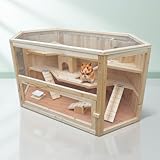 Mucola Kleintierkäfig 115x60x58 cm Kleintiergehege 3 stöckig Holz Hamsterkäfig inklusive aufklappbarem Deckel und Rampen Nagervilla Mäusekäfig Hasenstall