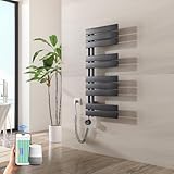 Heilmetz Badheizkörper Elektrisch WiFi 899 x 400 mm,Flach Bad Heizkörper mit Digitalem Thermostat, Elektrischer Handtuchheizkörper Handtuchwärmer mit Timer für Badezimmer,400 Watt Anthrazit