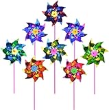 100 Stück Kunststoff Regenbogen Windrad, Windmühle Party Windräder DIY Windräder Set für Garten Rasen Party Dekor Wind Skulpturen Gartendekoration
