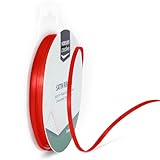 Vaessen Creative Satinband, Rot, Mohnrot, 3 mm x 10 m Doppelsatinband, Schleifenband, Dekoband, Geschenkband, Stoffband für Hochzeit, Taufe und Geburtstagsgeschenke