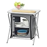 [en.casa] Campingschrank 60x45x64 cm Campingküche mit Arbeitsplatte Reiseschrank Faltschrank Outdoorschrank Dunkelgrau