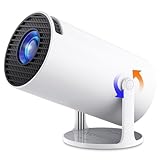 2025 Mini Beamer 4K 1080P Unterstützt, Android 13.0 Mini Projektor mit WiFi6 Bluetooth 5.2, 12000L 180° drehbar Auto Trapezkorrektur und 130-Zoll Bildschirm Videoprojektor für Heimkino, Weiß
