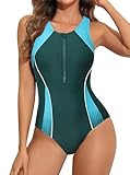 Charmo Sport Badeanzug Damen Einteilige Bademode mit Shaping Effekt Strandmode Schwimmanzug Damen mit bügel Swimming Suits Monokini