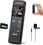 96GB Diktiergerät Digitale mit Spracherkennung, Ponovo Aufnahmegerät 100 Std Kontinuierliche Aufnahme 1536kbps HD Voice Recorder mit Mikrofon, 1100 mAh Diktiergeräte Mini für Interview Meeting