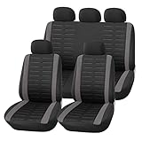 Upgrade4cars Autositzbezüge Set Universal | Schonbezüge Komplettset für die Vordersitze & Rückbank mit Reißverschluss und Airbag Öffnung | Autozubehör Innenraum Gadget
