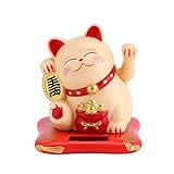 Nimomo Maneki Neko Winkekatze, Solarbetriebene Katze Süße Winkekatze Glückskatze Reichtumskatze Begrüßungskatze Dekoration für Zuhause und Auto Winkende aus Kunststoff