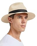 Zylioo Sonnenhut Stroh Panamahut Großen Kopf, Sonnenschutz Strohhut Größe L, UPF50+ UV Sommerhut Strandmütze