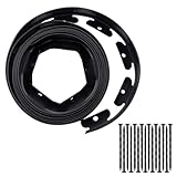 Rasenkante Kunststoff, 5m X 4cm Flexible Rasenkante Kunststoff, Schwarz Beeteinfassung mit 15 Kunststoffnägel, Raseneinfassung Beetumrandung aus Plastik, für Garten Rasen Beet Stein Kiesflächen