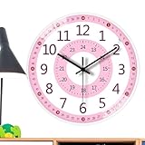 Joberio Lernuhr, 20,3 cm, analoge Uhr für Klassenzimmer-Wand, Lernuhr, nicht tickend, Uhrzeit, Lernuhr, bunte Wanduhr für Unterrichtszeit