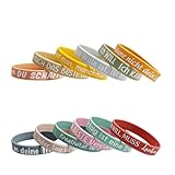 Bliceon 12 Motivationsarmbänder auf Deutsch, Silikon Armbänder mit inspirierenden Sprüchen, Powerarmbänder Set für Teens, Damen und Herren - Geschenk für Motivation und Inspiration - A