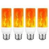 AUAUY LED Flammen Glühbirne, 2W E27 Flammeneffekt Glühbirnen, 3 Beleuchtungsmodi Flackernde Dekorative Atmosphärenlampen für Drinnen und Draußen für Zuhause Garten Bar Halloween Weihnachten (4 Stück)