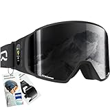SKIWARRIOR G02 Smart-Skibrille mit austauschbaren magnetischen Gläsern, Schneebrille, Walkie-Talkie, Musik abspielen, Anruf annehmen
