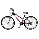 Viribus Mountainbike 26 Zoll MTB Fahrrad 21 Gang-Schaltung Rennrad Hardtail 26' Cityräder mit Aluminiumlegierungsrahmen Dual-V-Bremsen Fahrrad für Jungen, Mädchen, Männer und Frauen Schwarz&Rot