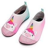 Torotto Hausschuhe Kinder Mädchen Junge Pantoffeln Atmungsaktive Rutschfest Weich Turnschläppchen Barfussschuhe für Lauflernschuhe Kleinkinder Schuhe Kindergarten Unisex(Rosa blaues Einhorn 28/29 EU)