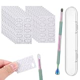 Wanmu 1 Stück Nagelhautschieber mit 20 Stück100/240 Sandpapier, Edelstahl Doppelkopf Nagelkunst Cuticle Pusher, Manikürestäbchen Tote Haut Schieber, Nagelhautentferner Werkzeug für Maniküre Pediküre