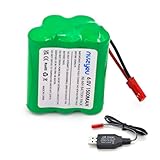 nvizyeu 6 V Akku, wiederaufladbarer 1500 mAh AA 6 V NiMH-Akku, geeignet für ferngesteuertes Auto, elektrisches Spielzeug, kommt mit Ladekabel (JST-Stecker)