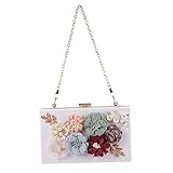 minkissy 1 Stück Handtasche goldene Tragetasche für Damen Damentaschen Umhängetaschen für Damen elegant the lady the tote bag for women kleine quadratische Tasche geblümte Clutch Acryl Weiß