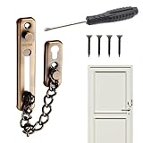 Türkette Ohne Bohren,Edelstahl Türkette,Abus Türkette,Türkette Haustür,(1 Diebstahlsicherungskette 4 Schrauben 1 Schraubendreher) 6 Stück insgesamt,Für Haus,Hotel,Innentüren Und Fenster (Bronze)