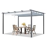 PRIMEYARD Pergola 3x4 m Terrassenüberdachung mit grauem Schiebedach Stahlrahmen