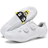 Hiuzylqx Fahrradschuhe Herren Damen, Spinning Radsport Schuhe Kompatibel mit Peloton SPD SPD-SL Look Delta Keo Atmungsaktiv Leicht Mountainbike MTB Schuhe,Weiß,41 EU