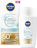 NIVEA SUN Sonnenschutz Fluid LSF 50+, nicht fettende Sonnencreme mit Anti-Unreinheiten Komplex & Niacinamid, UV Gesicht Experte Derma Skin Clear UV-Fluid LSF 50+ (40 ml)