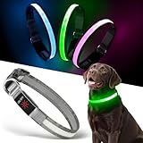 Leuchthalsband, USB Wiederaufladbar LED Hundehalsband, Verstellbares LED Katzenhalsband, Blinkendes Halsband für Katzen und Welpen Hunde, Langlebiges Sicherheitshalsband für kleine, mittelgroße und