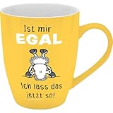 Sheepworld Becher mit Motiv 'Egal' | Tasse mit Spruch, New Bone China Porzellan, 35 cl, mit Geschenkbaderole | lustiges Geschenk, Geburtstag | 74204