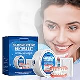 Zahnprothese, Zahnersatz Prothese Komplett, Silicone Reline Denture Set, Denture Silicone Reline Kit, Zahnersatz Zum Aufstecken, Zahnersatz Provisorischer ZäHne,Silikon Zahnprothesen