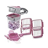 Genius Nicer Dicer Quick 7 teilig Set Brombeere - Zerkleinerer für Obst und Gemüse | 5 in 1 Multischneider mit austauschbaren Messereinsätzen | 30 Würfel oder 10 Scheiben